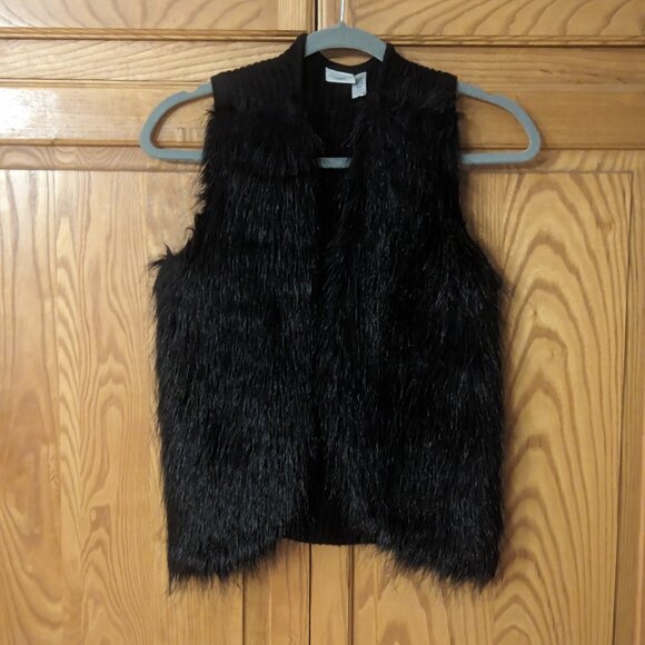 Piper & Blue Faux Fur Black Vest Size *Youth XL (Women's Small) - Picture 1 of 15